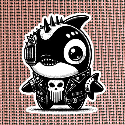 Gothic Grunge Punkrock Cyborg Orca Sticker Vinyl Waterproof Cyberpunk Animal Sticker for Tumblers, Car Bumpers, Books and Crafts