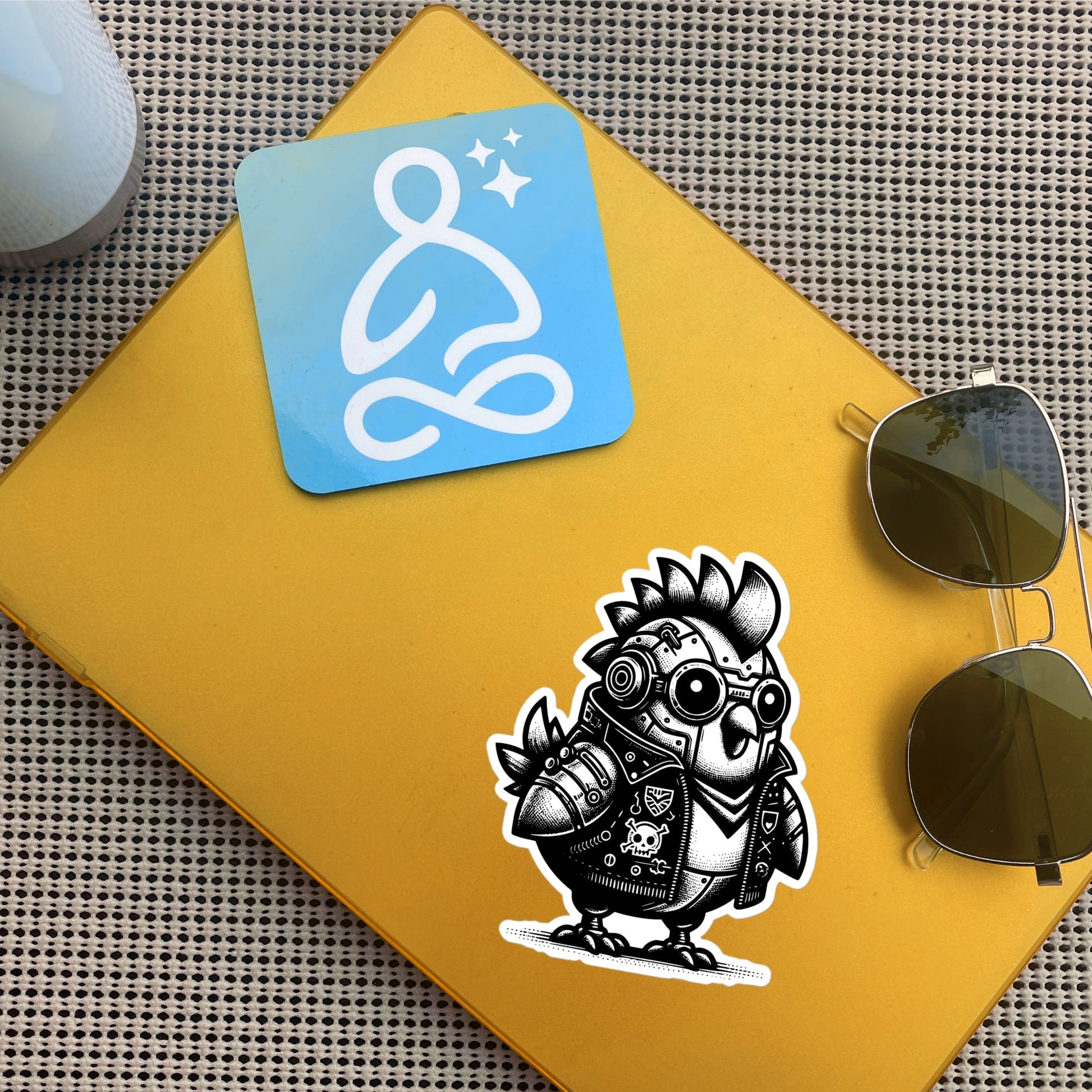 Gothic Grunge Punkrock Cyborg Chubby Chicken Sticker Vinyl Waterproof Cyberpunk Animal Sticker for Tumblers, Car Bumpers, Books and Crafts