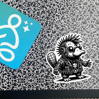 Gothic Grunge Punkrock Cyborg Platypus Sticker Vinyl Waterproof Cyberpunk Animal Sticker for Tumblers, Car Bumpers, Books and Crafts