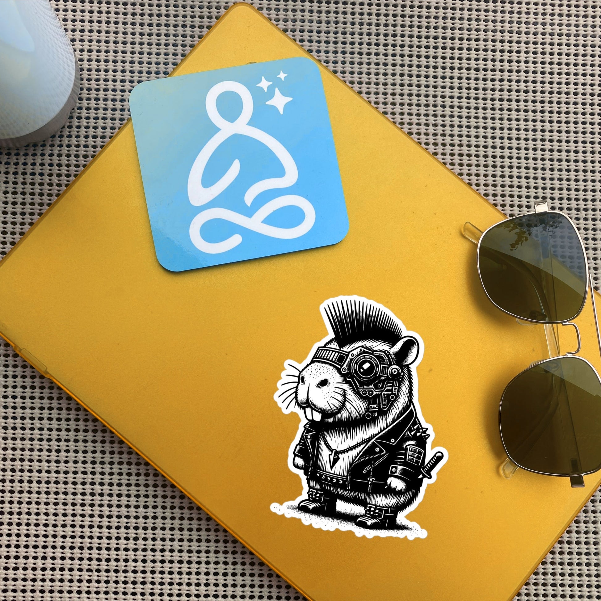 Gothic Grunge Punkrock Cyborg Capybara Sticker Vinyl Waterproof Cyberpunk Animal Sticker for Tumblers, Car Bumpers, Books and Crafts