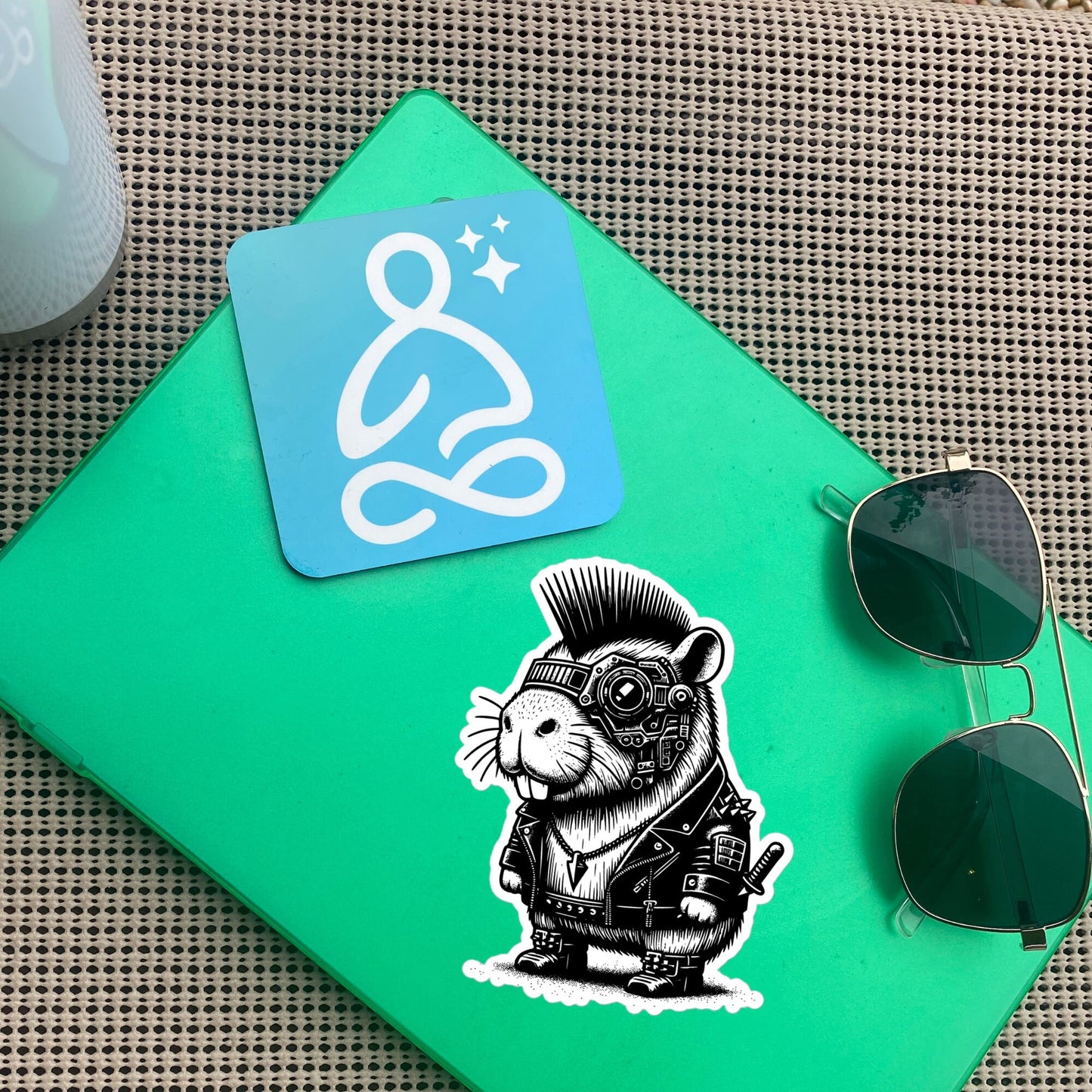 Gothic Grunge Punkrock Cyborg Capybara Sticker Vinyl Waterproof Cyberpunk Animal Sticker for Tumblers, Car Bumpers, Books and Crafts