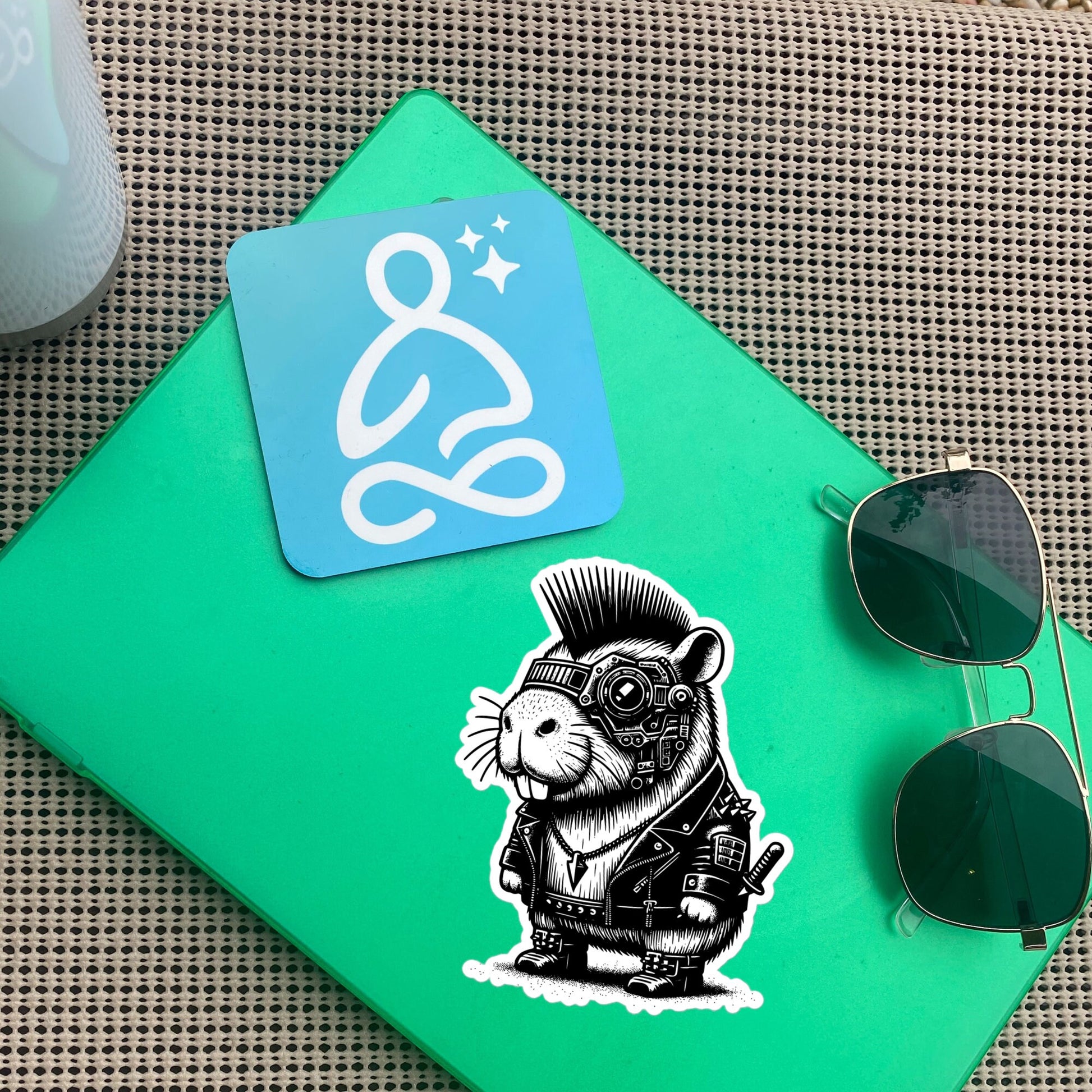 Gothic Grunge Punkrock Cyborg Capybara Sticker Vinyl Waterproof Cyberpunk Animal Sticker for Tumblers, Car Bumpers, Books and Crafts