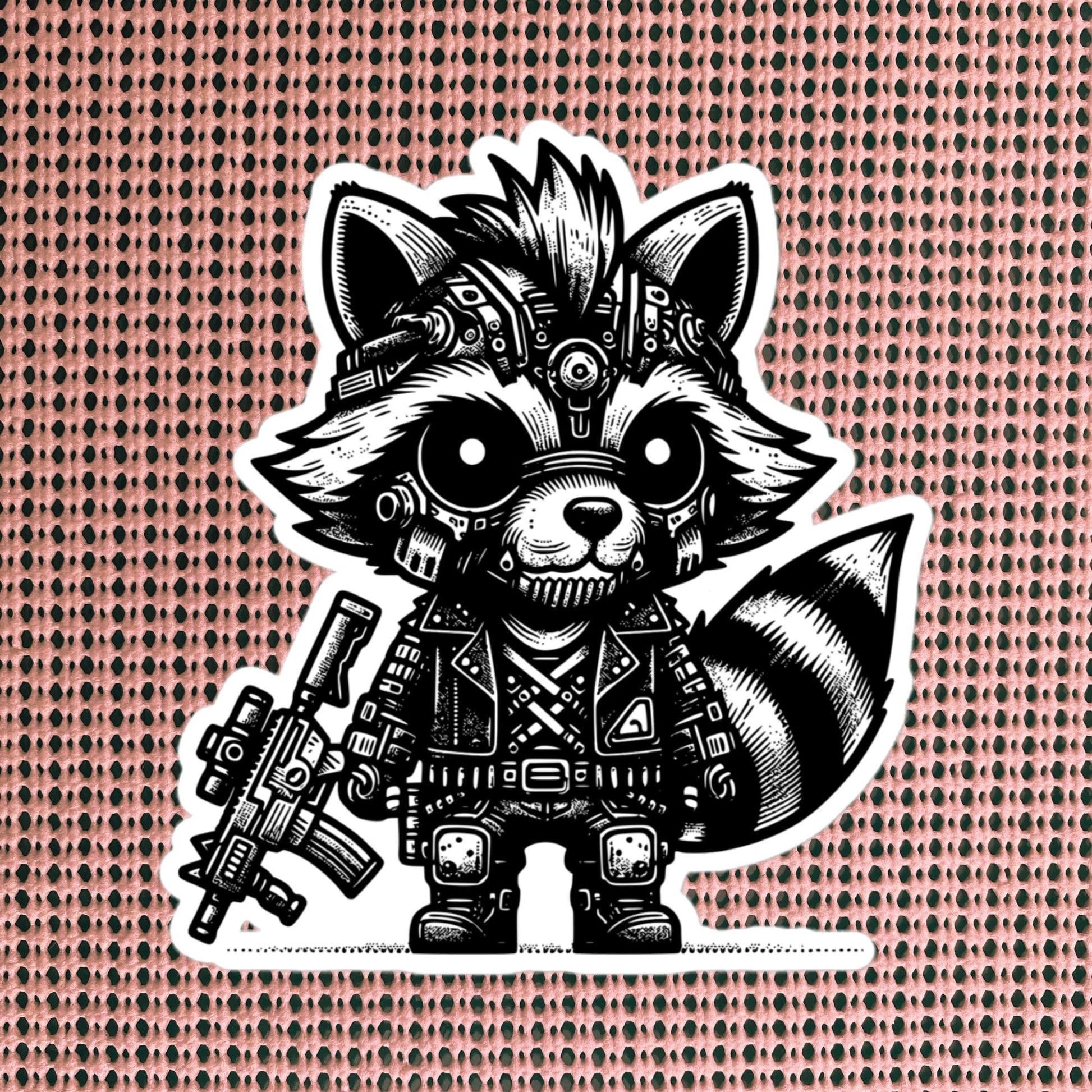 Gothic Grunge Punkrock Cyborg Raccoon Sticker Vinyl Waterproof Cyberpunk Animal Sticker for Tumblers, Car Bumpers, Books and Crafts