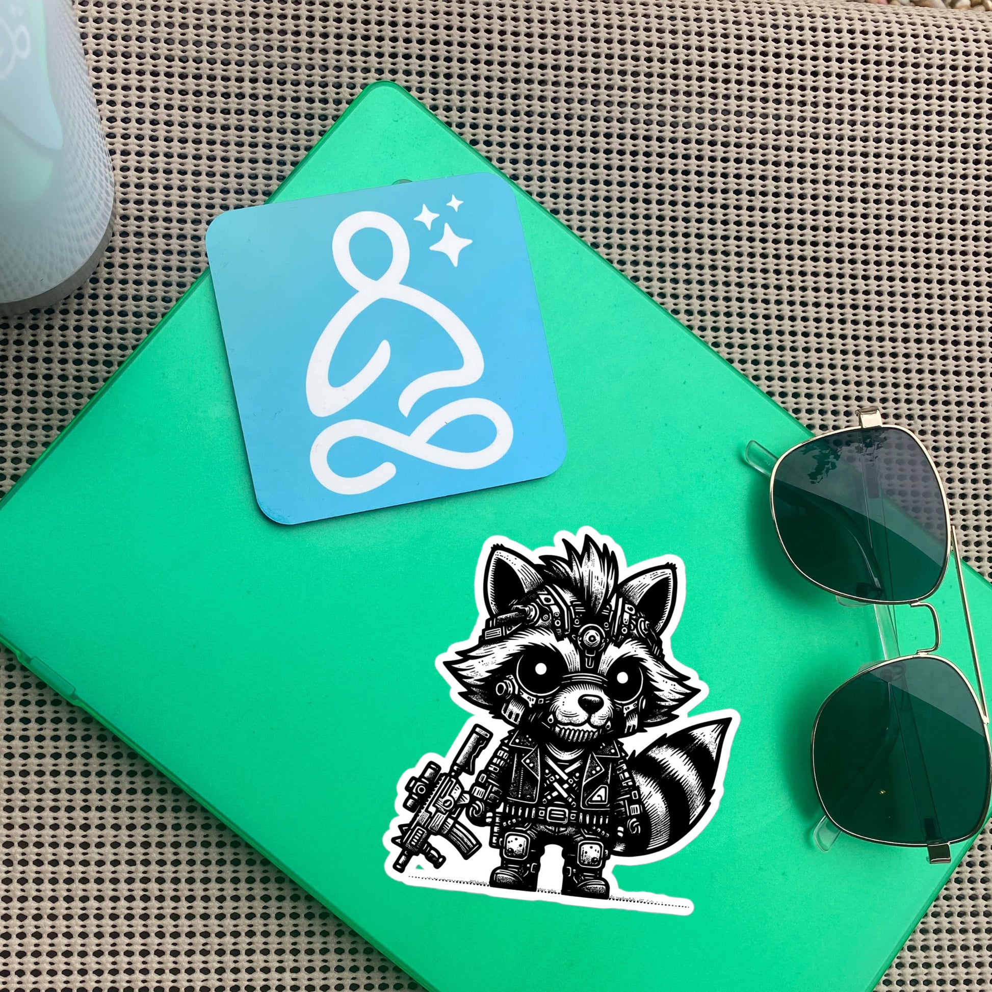 Gothic Grunge Punkrock Cyborg Raccoon Sticker Vinyl Waterproof Cyberpunk Animal Sticker for Tumblers, Car Bumpers, Books and Crafts