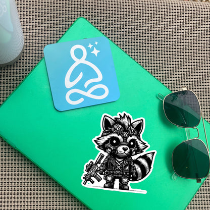 Gothic Grunge Punkrock Cyborg Raccoon Sticker Vinyl Waterproof Cyberpunk Animal Sticker for Tumblers, Car Bumpers, Books and Crafts