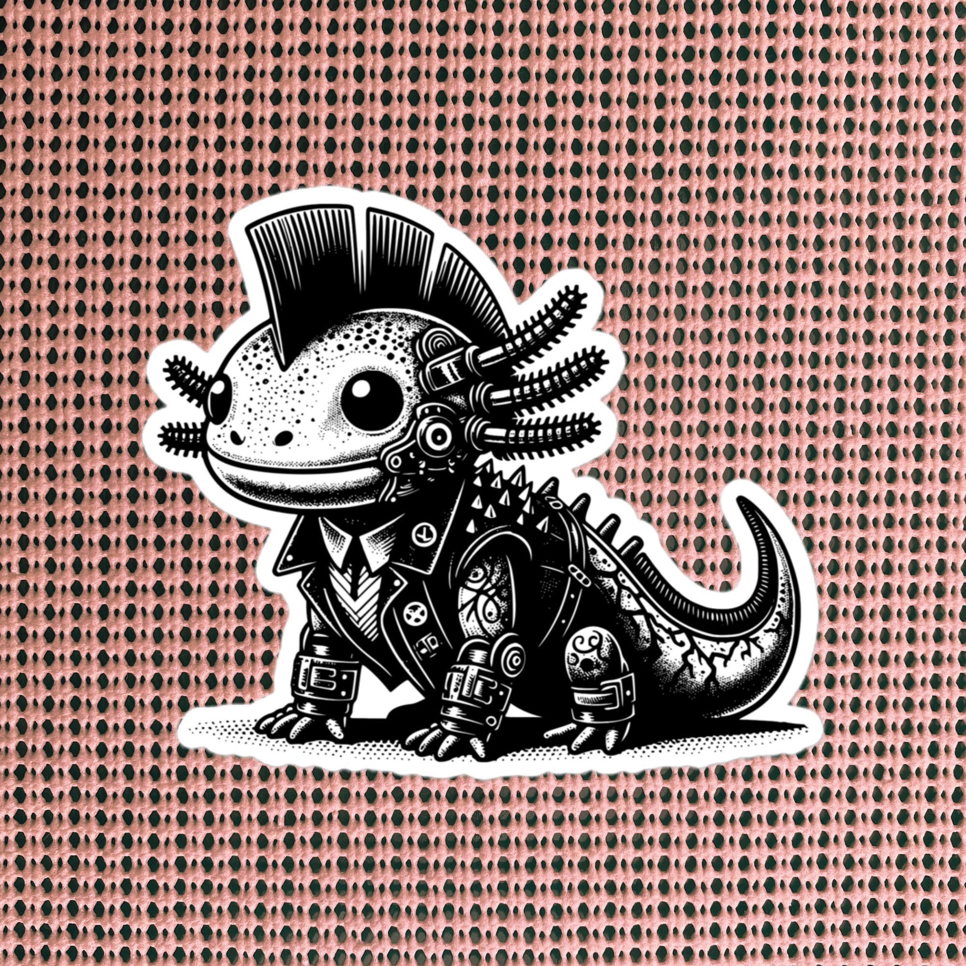 Gothic Grunge Punkrock Cyborg Axolotl Sticker Vinyl Waterproof Cyberpunk Animal Sticker for Tumblers, Car Bumpers, Books and Crafts