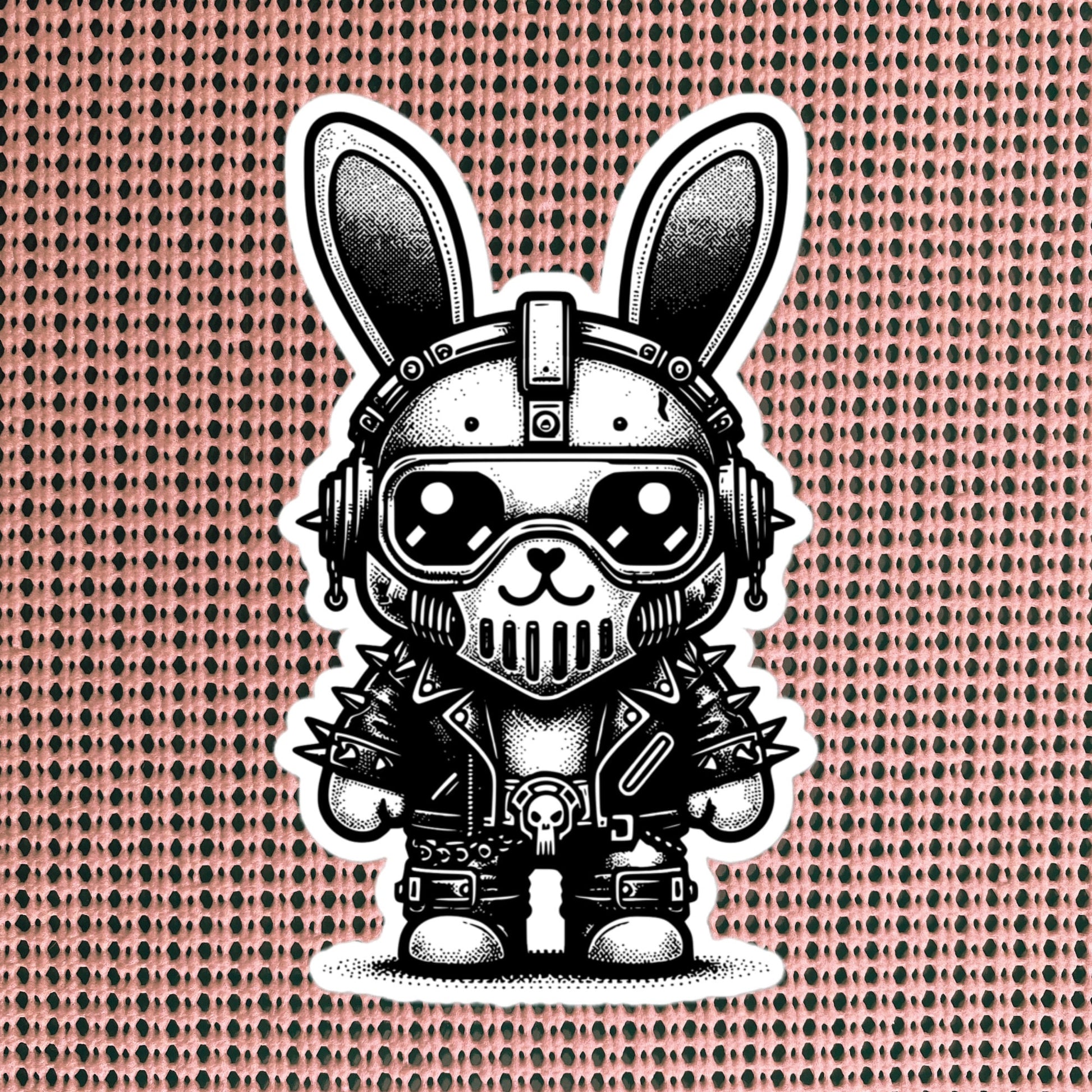 Gothic Grunge Punkrock Cyborg Bunny Rabbit Sticker Vinyl Waterproof Cyberpunk Animal Sticker for Tumblers, Car Bumpers, Books and Crafts