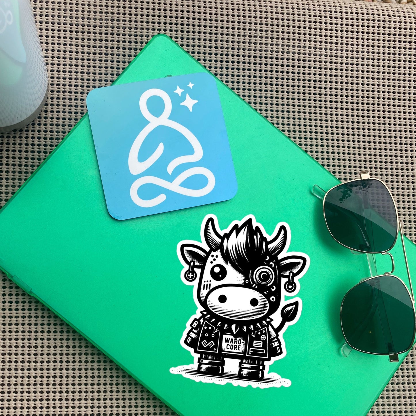Gothic Grunge Punkrock Cyborg Cow Sticker Vinyl Waterproof Cyberpunk Animal Sticker for Tumblers, Car Bumpers, Books and Crafts