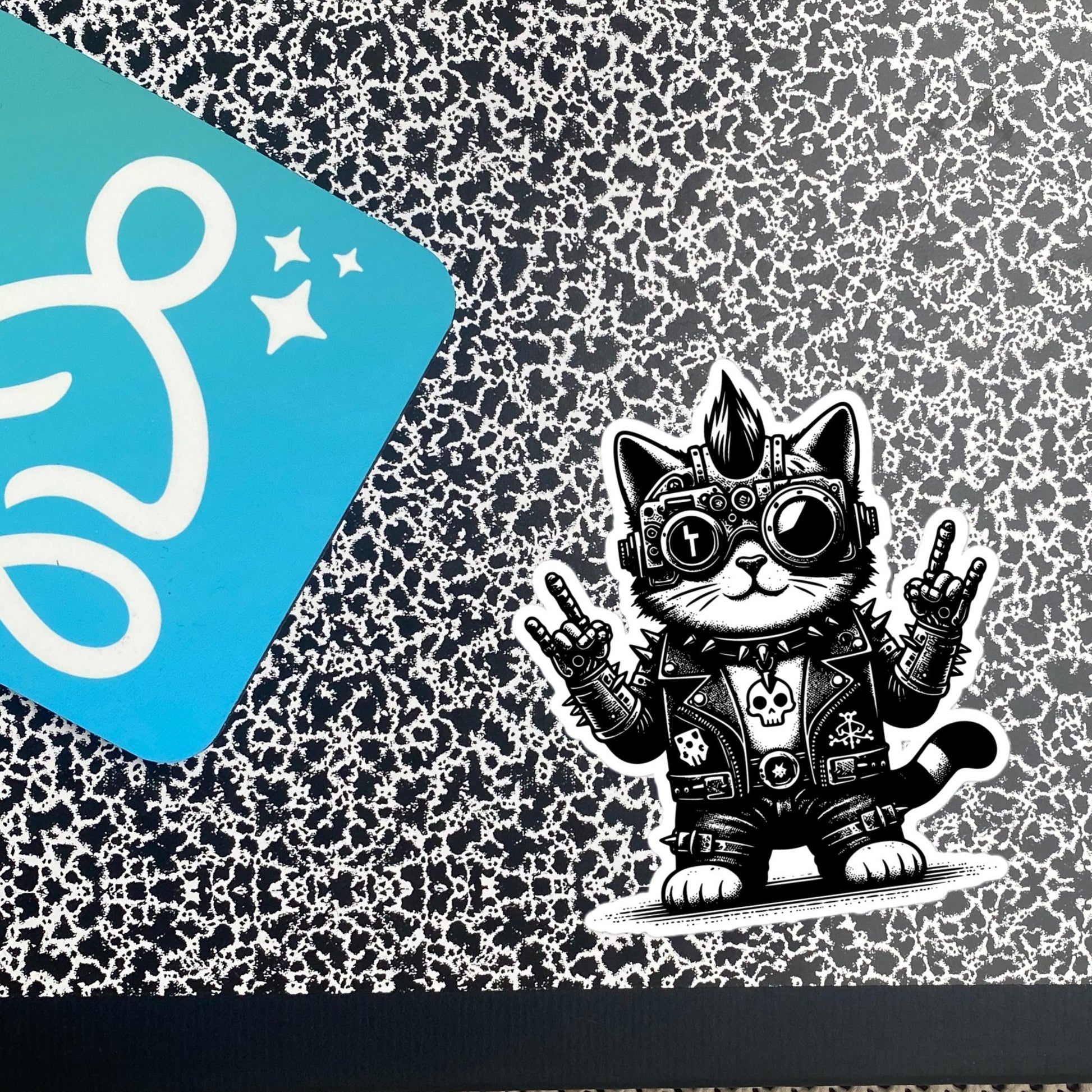 Gothic Grunge Punkrock Cyborg Kitty Cat Sticker Vinyl Waterproof Cyberpunk Animal Sticker for Tumblers, Car Bumpers, Books and Crafts