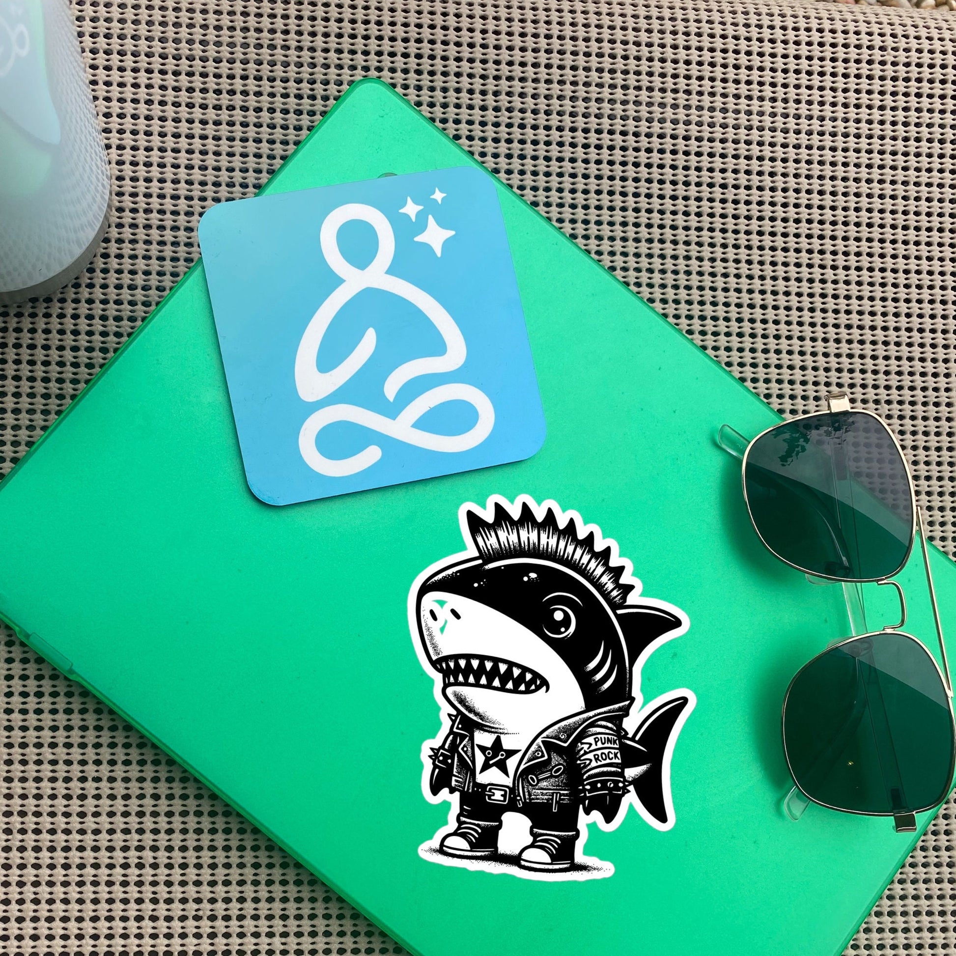 Gothic Grunge Punkrock Cyborg Shark Sticker Vinyl Waterproof Cyberpunk Animal Sticker for Tumblers, Car Bumpers, Books and Crafts