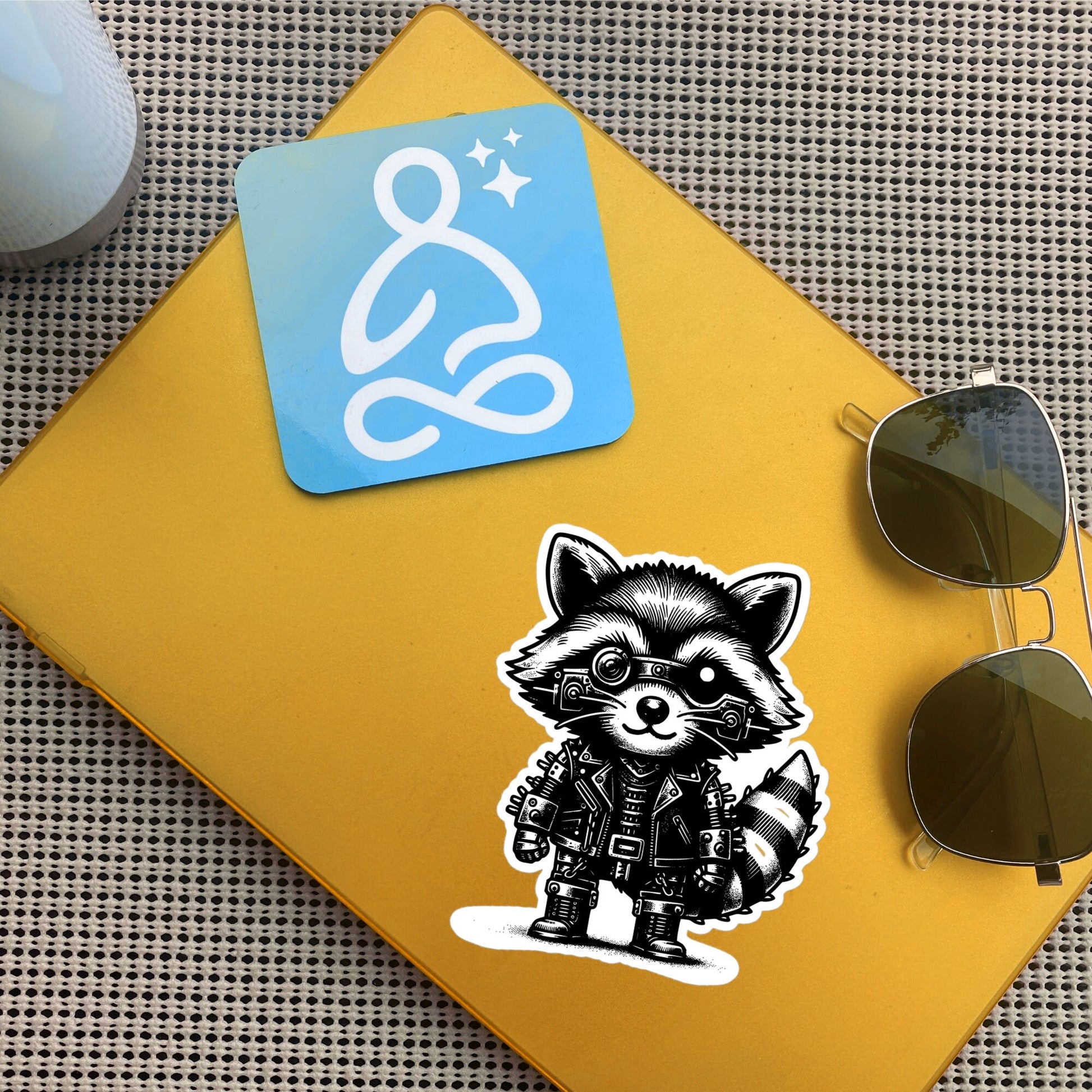 Gothic Grunge Punkrock Cyborg Trash Panda Raccoon Sticker Vinyl Waterproof Cyberpunk Animal Sticker for Tumblers, Bumpers, Books and Crafts