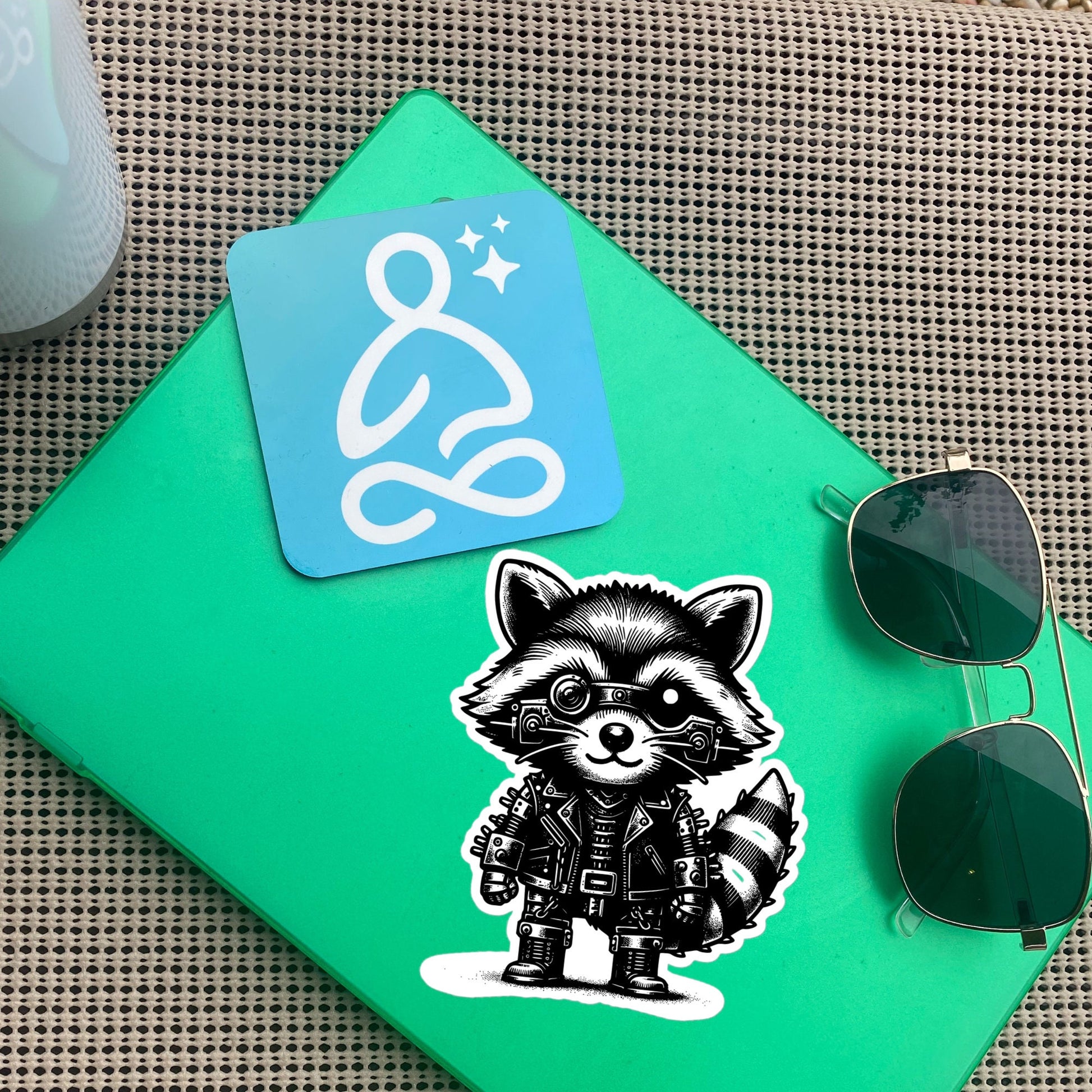 Gothic Grunge Punkrock Cyborg Trash Panda Raccoon Sticker Vinyl Waterproof Cyberpunk Animal Sticker for Tumblers, Bumpers, Books and Crafts