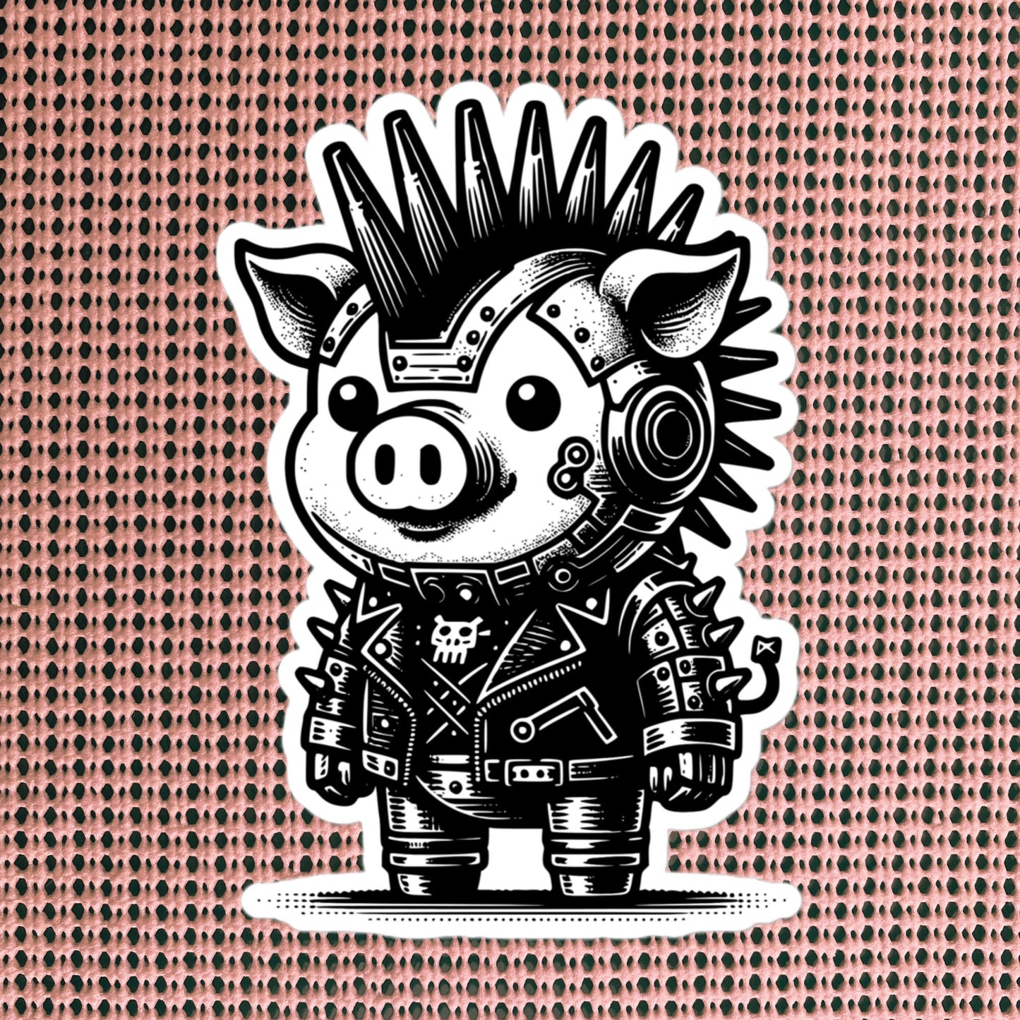 Gothic Grunge Punkrock Cyborg Pig Sticker Vinyl Waterproof Cyberpunk Animal Sticker for Tumblers, Car Bumpers, Books and Crafts