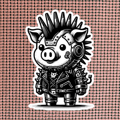 Gothic Grunge Punkrock Cyborg Pig Sticker Vinyl Waterproof Cyberpunk Animal Sticker for Tumblers, Car Bumpers, Books and Crafts