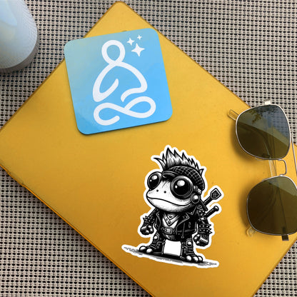 Gothic Grunge Punkrock Cyborg Frog Sticker Vinyl Waterproof Cyberpunk Animal Sticker for Tumblers, Car Bumpers, Books and Crafts