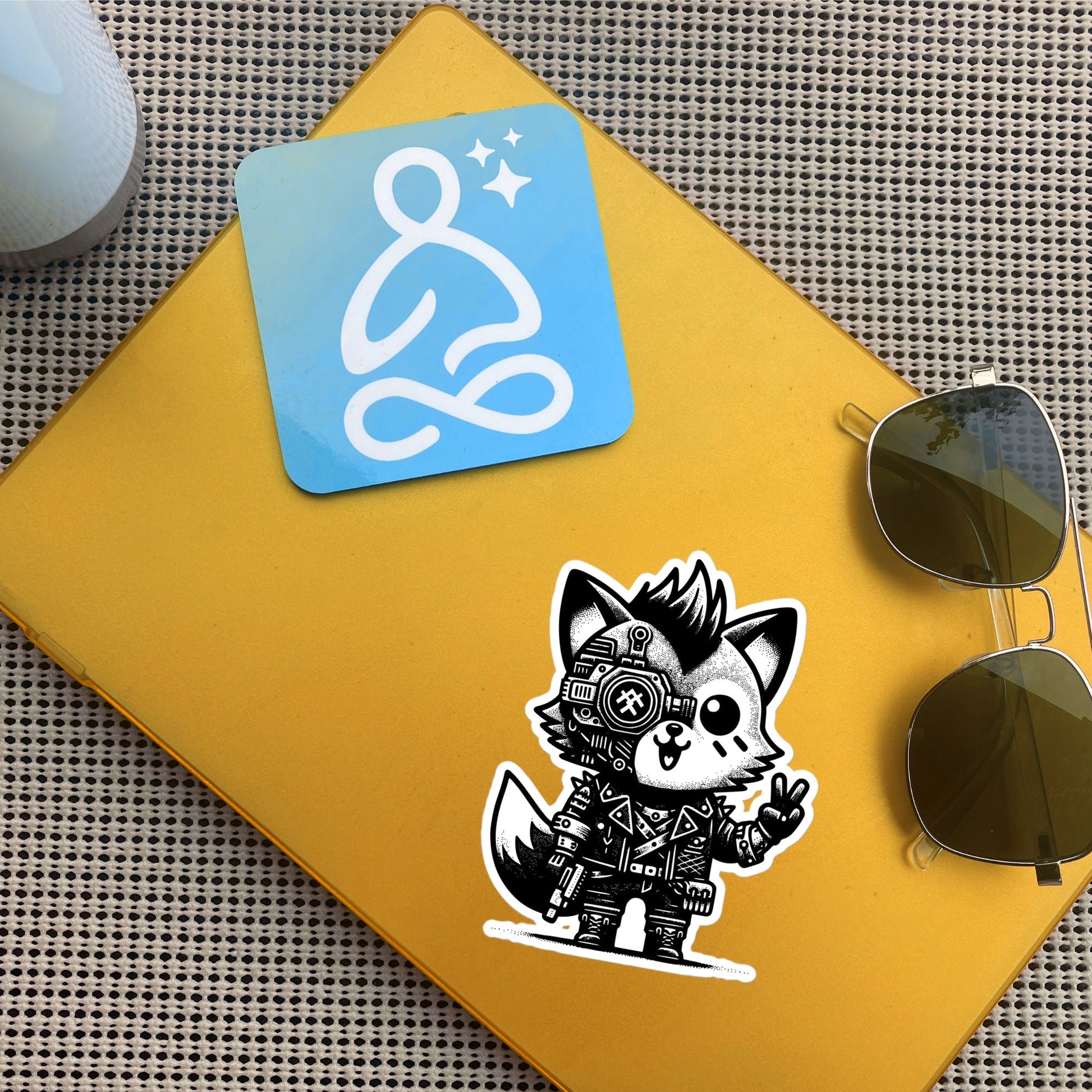 Gothic Grunge Punkrock Cyborg Fox Sticker Vinyl Waterproof Cyberpunk Animal Sticker for Tumblers, Car Bumpers, Books and Crafts