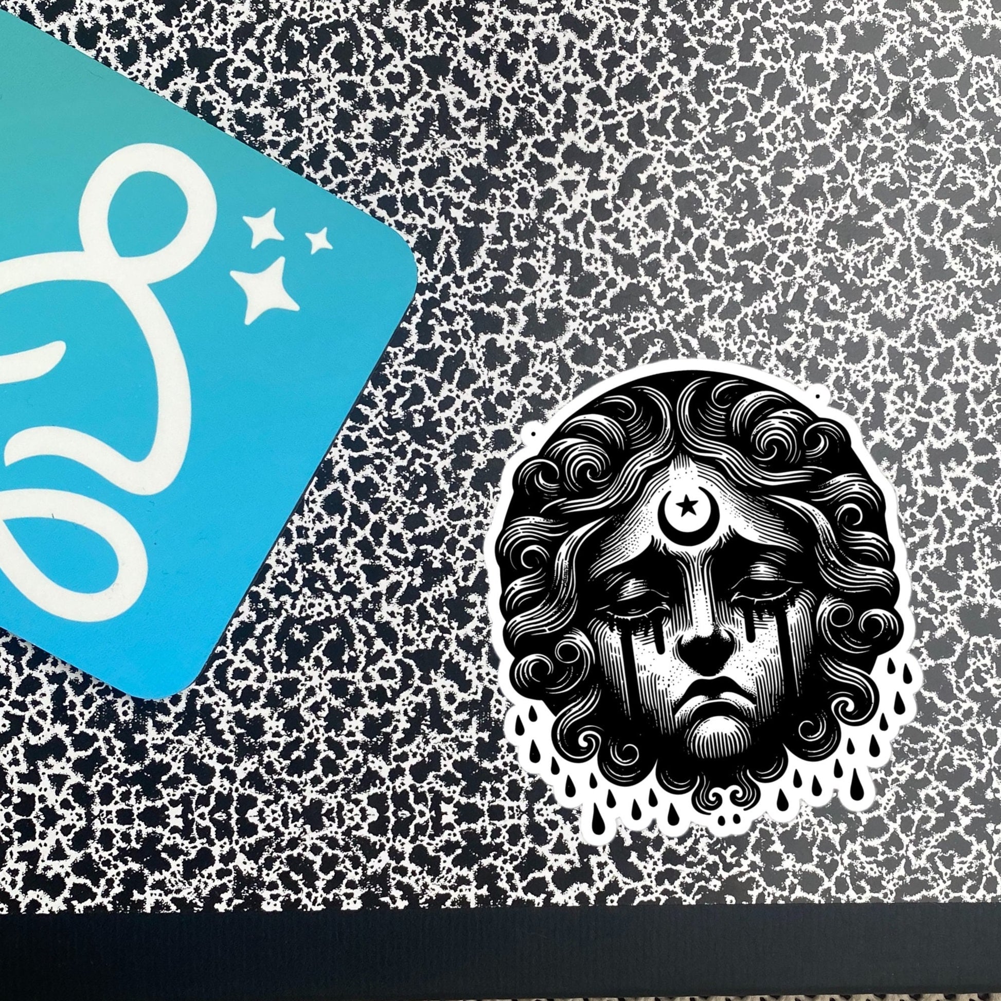 Gothic Dark Aesthetic Crying Dark Cherub Goddess Grunge Vinyl Waterproof Sticker for Tumblers, Car Bumpers, Books and Crafts
