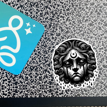 Gothic Dark Aesthetic Crying Dark Cherub Goddess Grunge Vinyl Waterproof Sticker for Tumblers, Car Bumpers, Books and Crafts