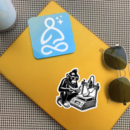 Cyber Goth Punk Monkey 3D Printing Banana Sticker, Weirdcore Animal Vinyl Waterproof Weird Sticker for Tumblers, Bumpers, Books & Crafts