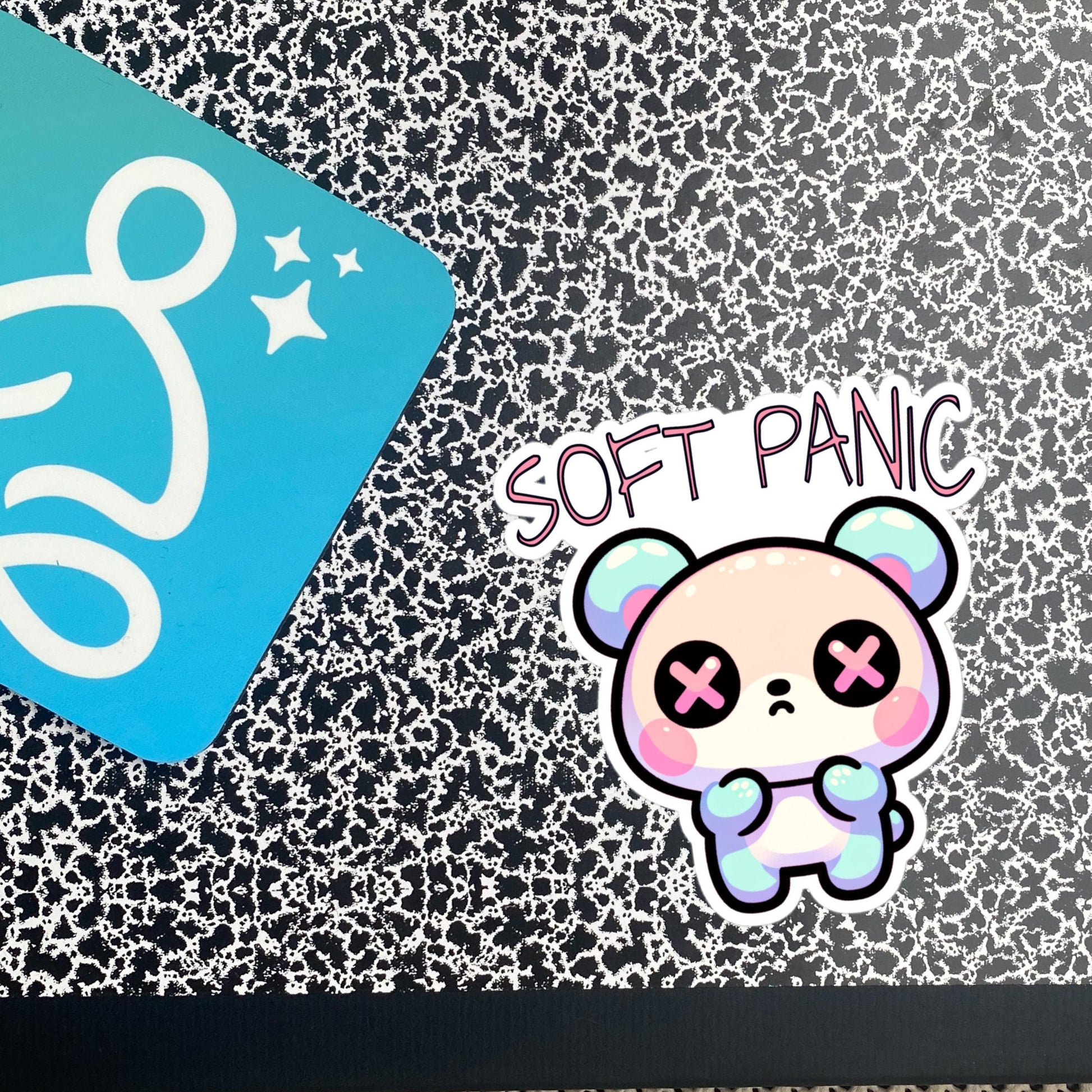 Weirdcore Pastel Goth Grunge Cute Anxious Bear Sticker Soft Panic Vinyl Waterproof Sticker Weird Stuff Oddcore Gift