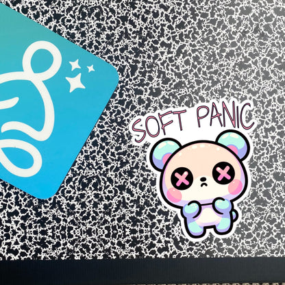 Weirdcore Pastel Goth Grunge Cute Anxious Bear Sticker Soft Panic Vinyl Waterproof Sticker Weird Stuff Oddcore Gift