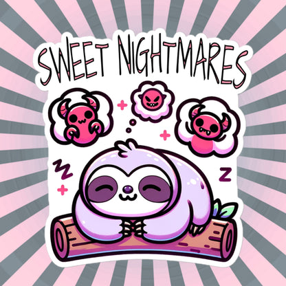 Weirdcore Pastel Goth Grunge Cute Sloth Sticker Sweet Nightmares Vinyl Waterproof Sticker Weird Stuff Oddcore Gift