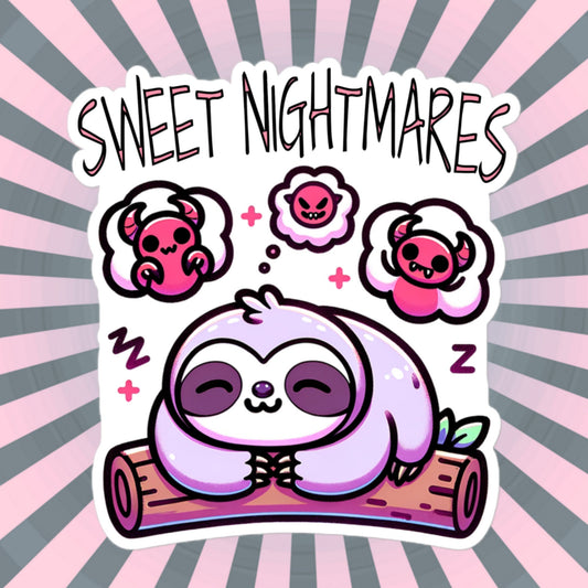 Weirdcore Pastel Goth Grunge Cute Sloth Sticker Sweet Nightmares Vinyl Waterproof Sticker Weird Stuff Oddcore Gift