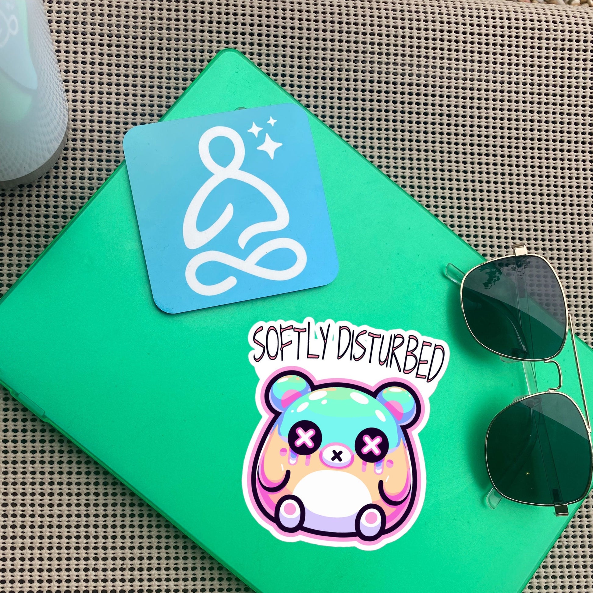 Weirdcore Pastel Goth Grunge Cute Anxiety Bear Sticker Softly Disturbed Vinyl Waterproof Sticker Weird Stuff Oddcore Gift