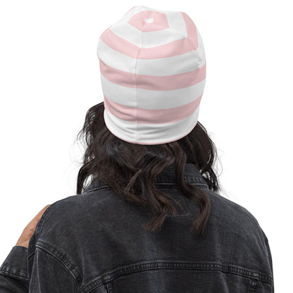 Weirdcore Pastel Goth Grunge Opossum Striped Beanie, Let Your Trashy Shine Oddcore Beanie Hat