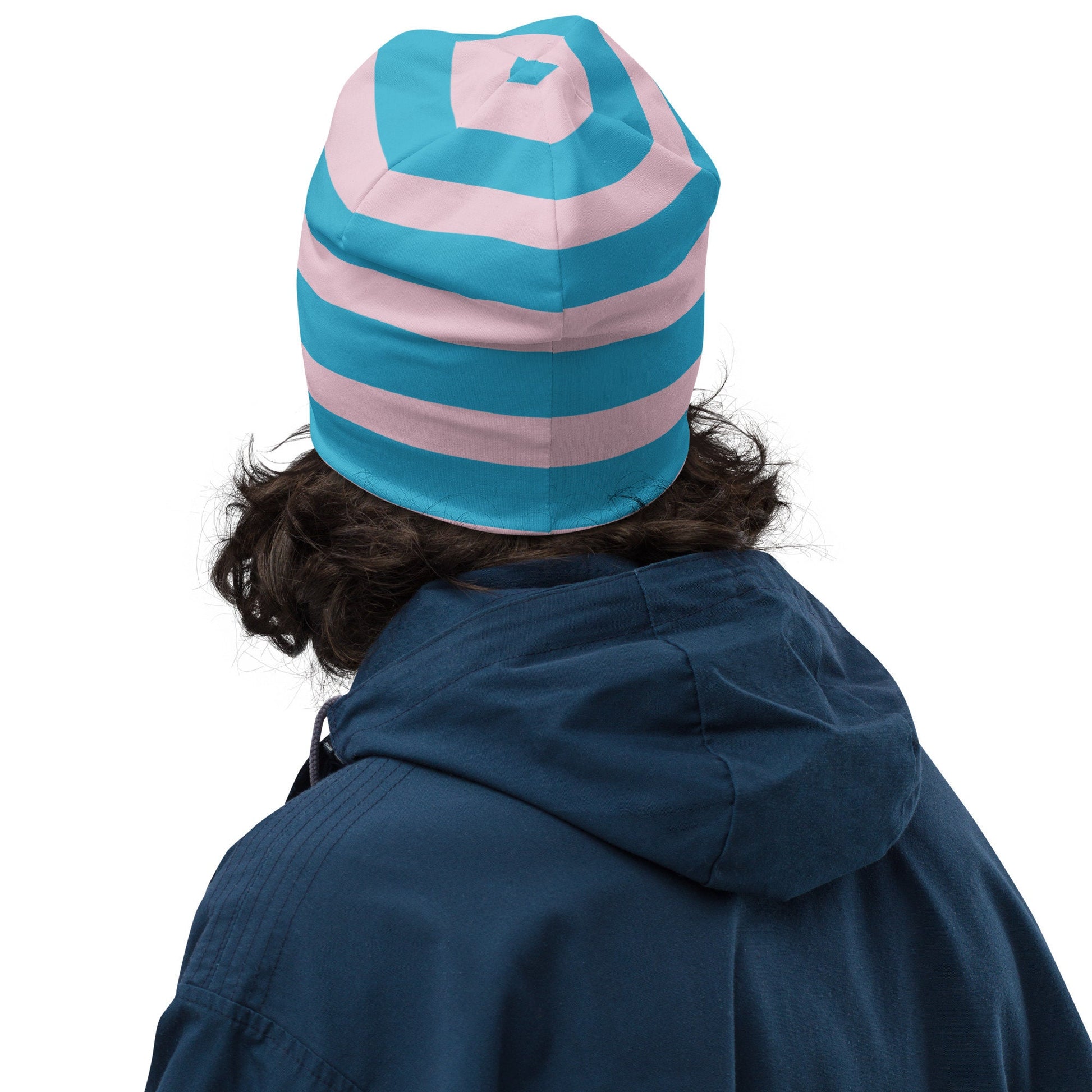 Weirdcore Pastel Goth Grunge Turtle Striped Beanie, I Like Zoomies Oddcore Beanie Hat