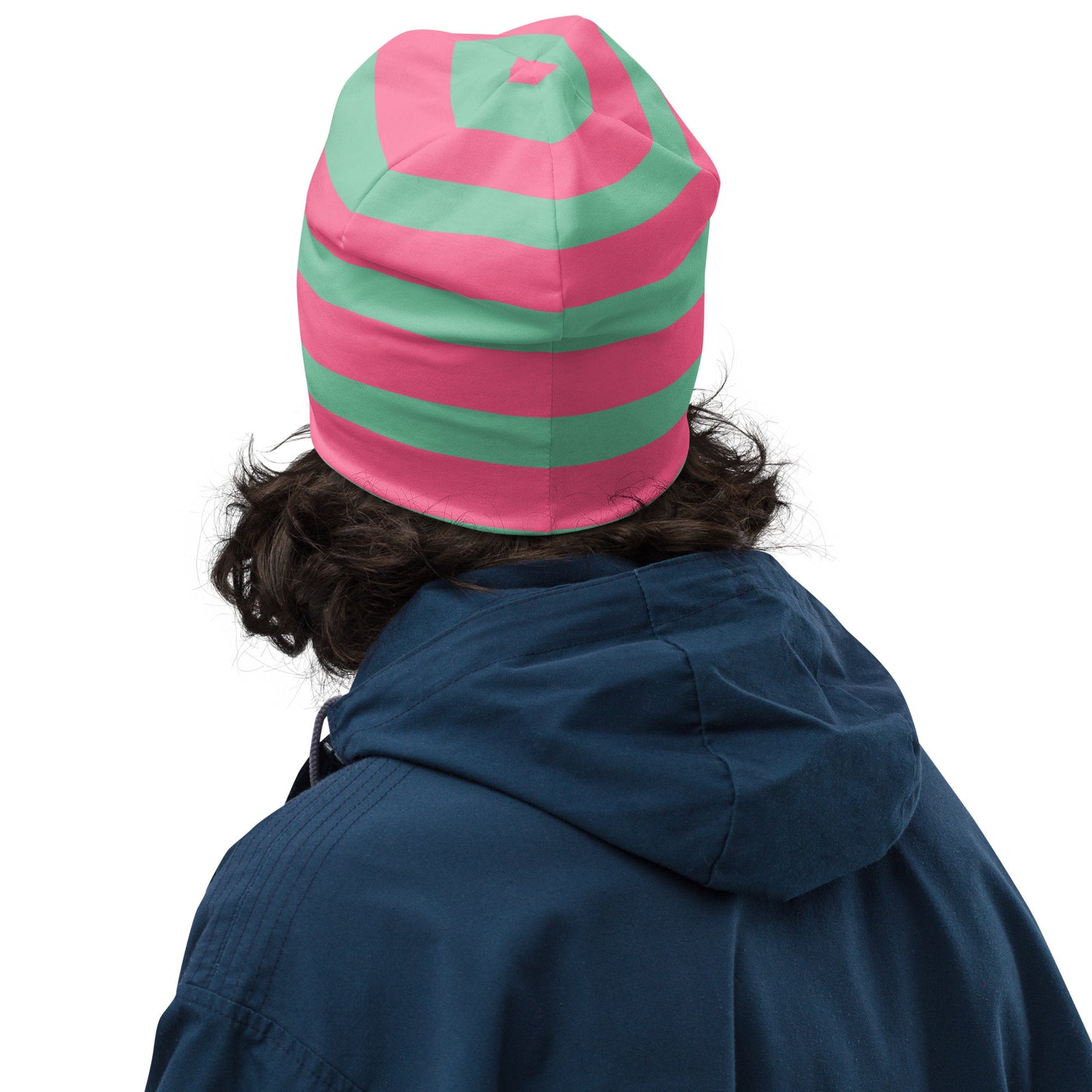 Weirdcore Pastel Goth Grunge River Toad Frog Striped Beanie, I Lick Myself Oddcore Beanie Hat