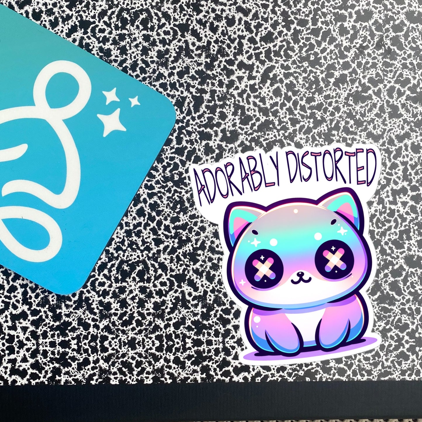 Weirdcore Pastel Goth Grunge Cute Trippy Cat Sticker Adorably Distorted Vinyl Waterproof Sticker Weird Stuff Oddcore Gift