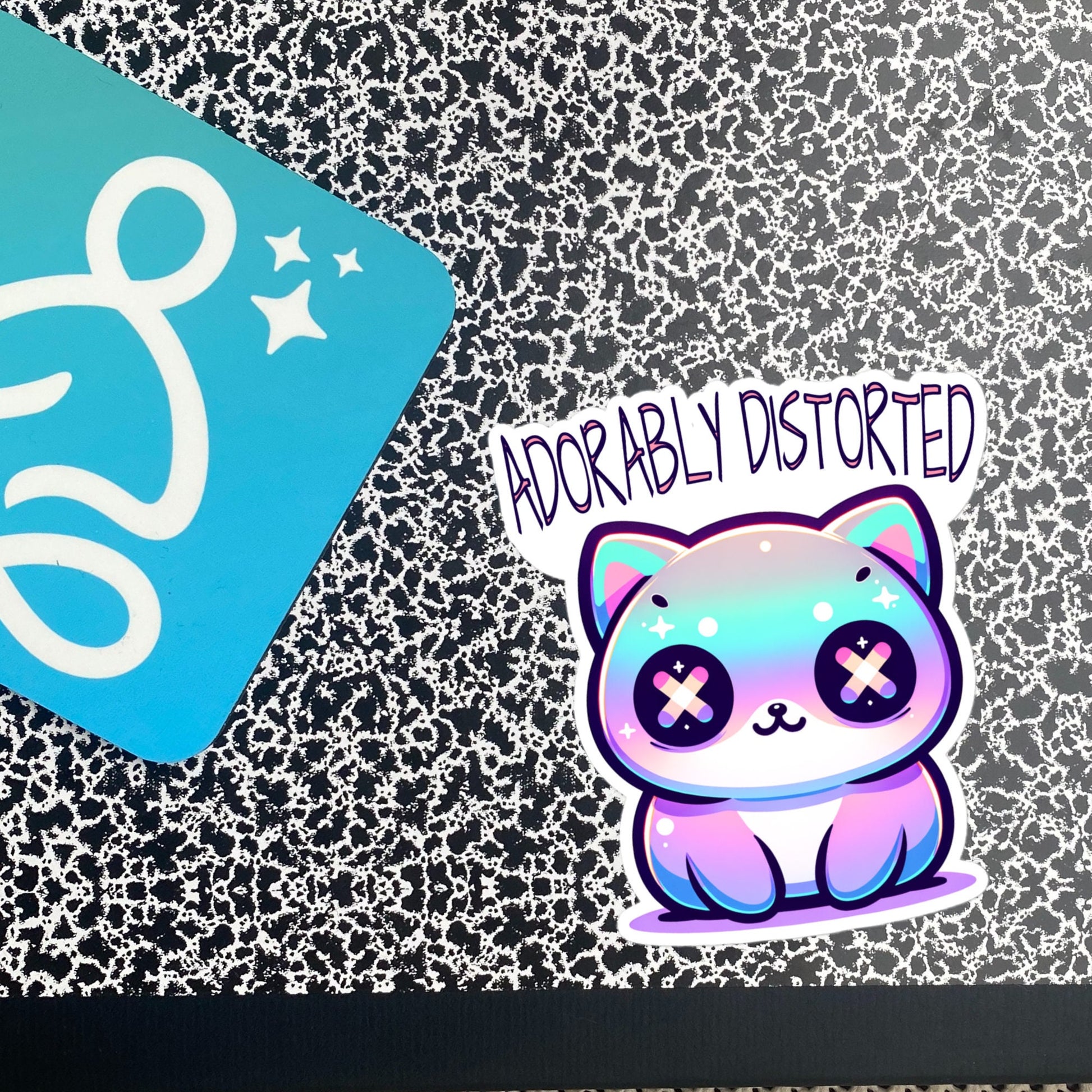 Weirdcore Pastel Goth Grunge Cute Trippy Cat Sticker Adorably Distorted Vinyl Waterproof Sticker Weird Stuff Oddcore Gift