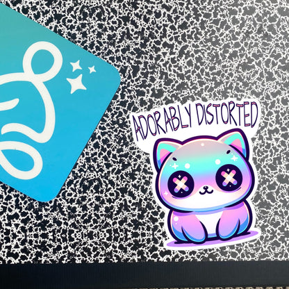 Weirdcore Pastel Goth Grunge Cute Trippy Cat Sticker Adorably Distorted Vinyl Waterproof Sticker Weird Stuff Oddcore Gift