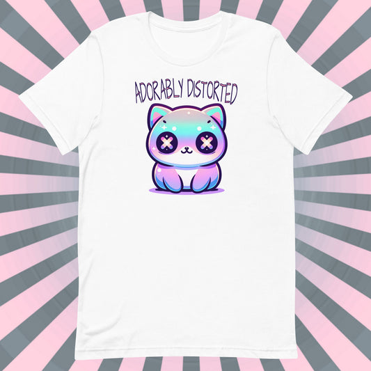 Weirdcore Pastel Goth Grunge Cute Kitty Cat Shirt Adorably Distorted T-Shirt Weird Stuff Oddcore Tee