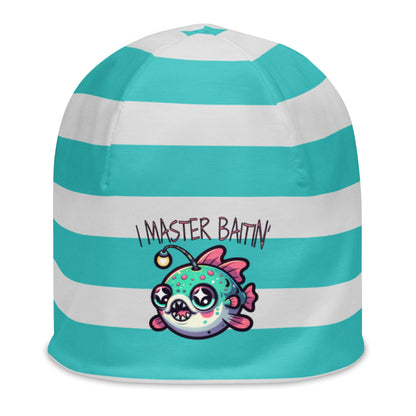 Weirdcore Pastel Goth Grunge Funny Anglerfish Striped Beanie, I Master Baitin&#39; Fish Oddcore Beanie Hat