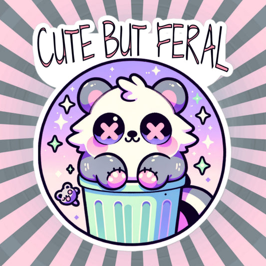 Weirdcore Pastel Goth Grunge Cute Raccoon Sticker Cute But Feral Vinyl Waterproof Sticker Weird Stuff Oddcore Gift