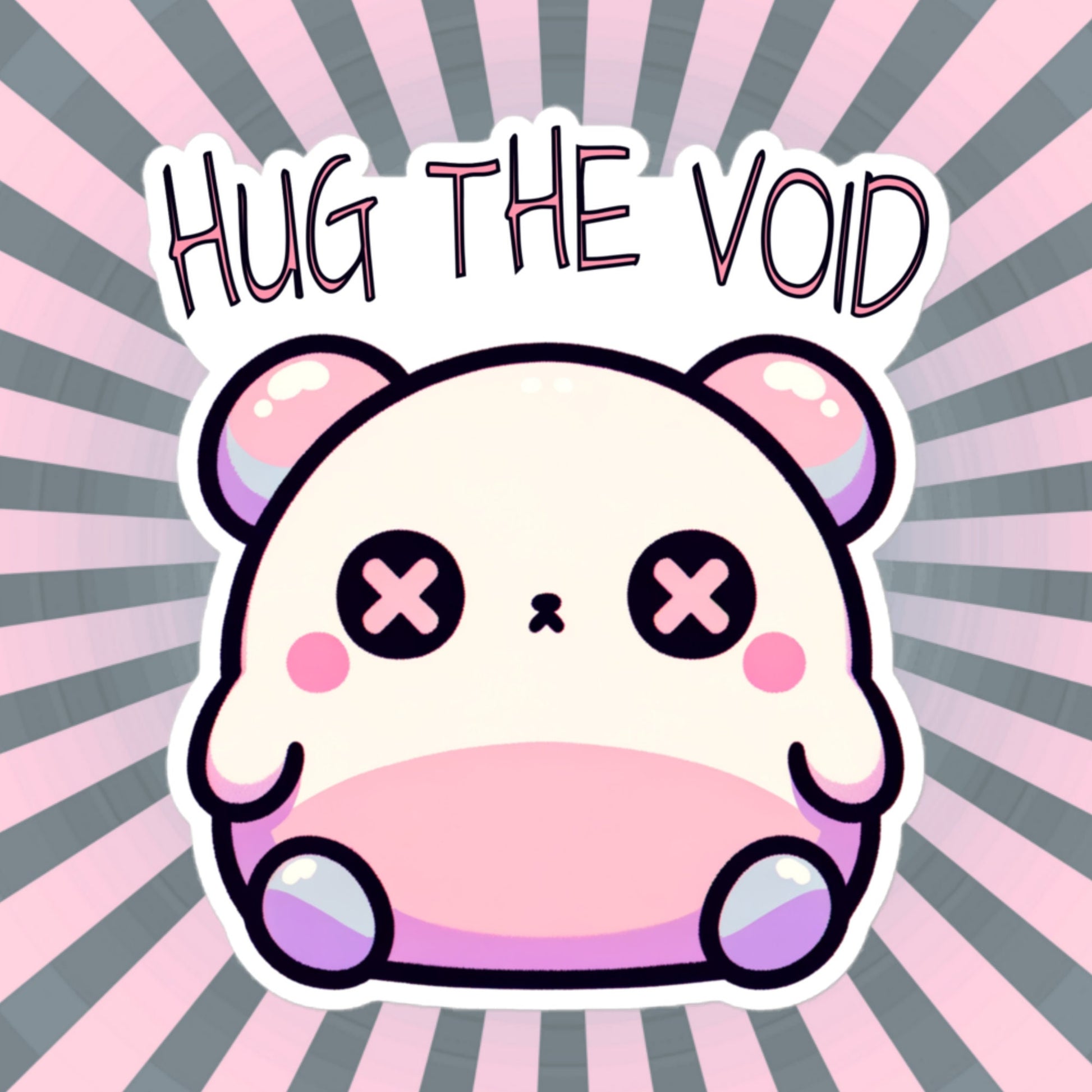 Weirdcore Pastel Goth Grunge Cute Chubby Bear Sticker Hug The Void Vinyl Waterproof Sticker Weird Stuff Oddcore Gift