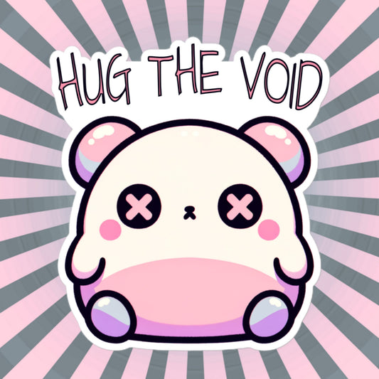 Weirdcore Pastel Goth Grunge Cute Chubby Bear Sticker Hug The Void Vinyl Waterproof Sticker Weird Stuff Oddcore Gift