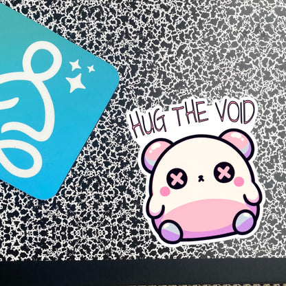 Weirdcore Pastel Goth Grunge Cute Chubby Bear Sticker Hug The Void Vinyl Waterproof Sticker Weird Stuff Oddcore Gift