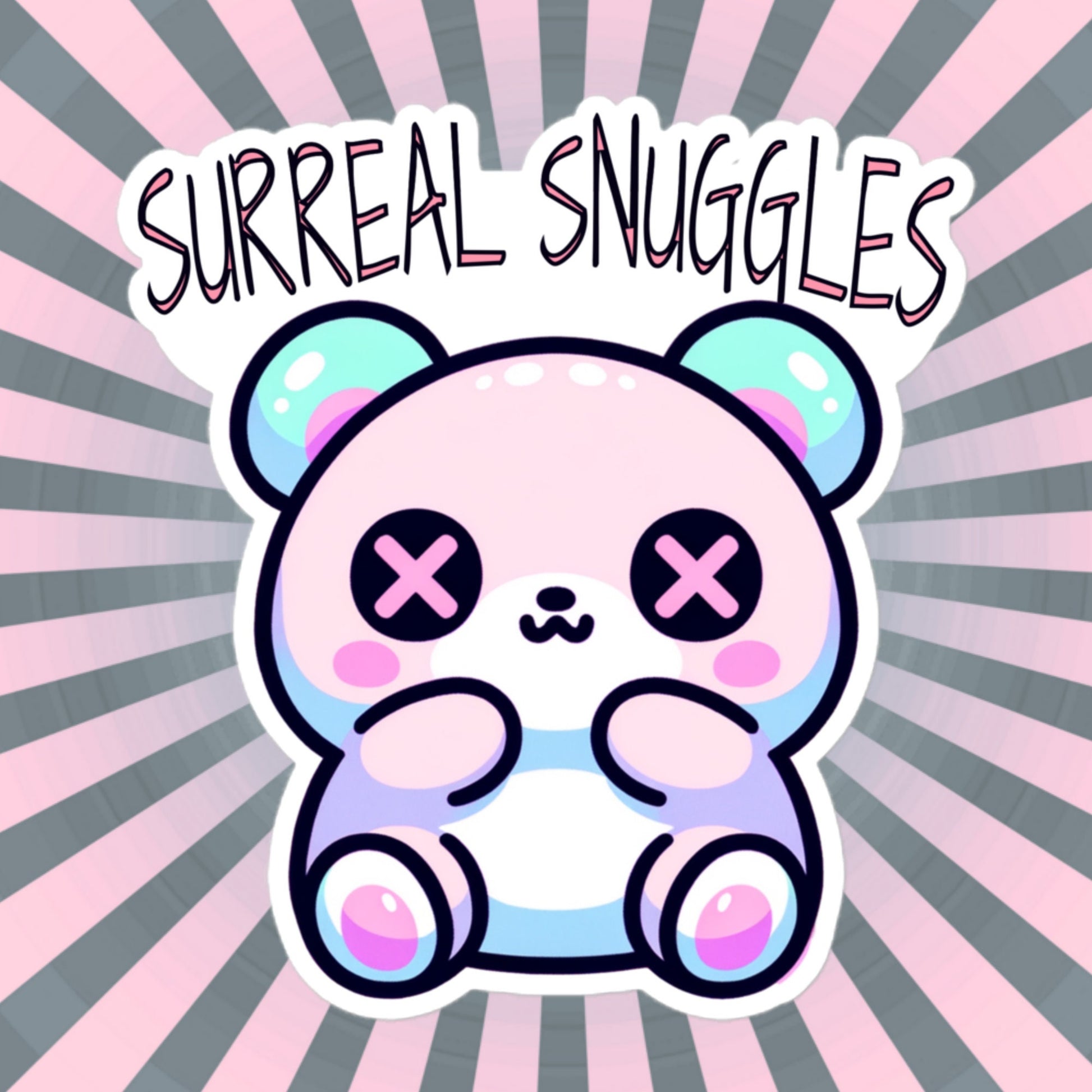 Weirdcore Pastel Goth Grunge Cute Trippy Bear Sticker Surreal Snuggles Vinyl Waterproof Sticker Weird Stuff Oddcore Gift