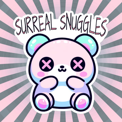 Weirdcore Pastel Goth Grunge Cute Trippy Bear Sticker Surreal Snuggles Vinyl Waterproof Sticker Weird Stuff Oddcore Gift
