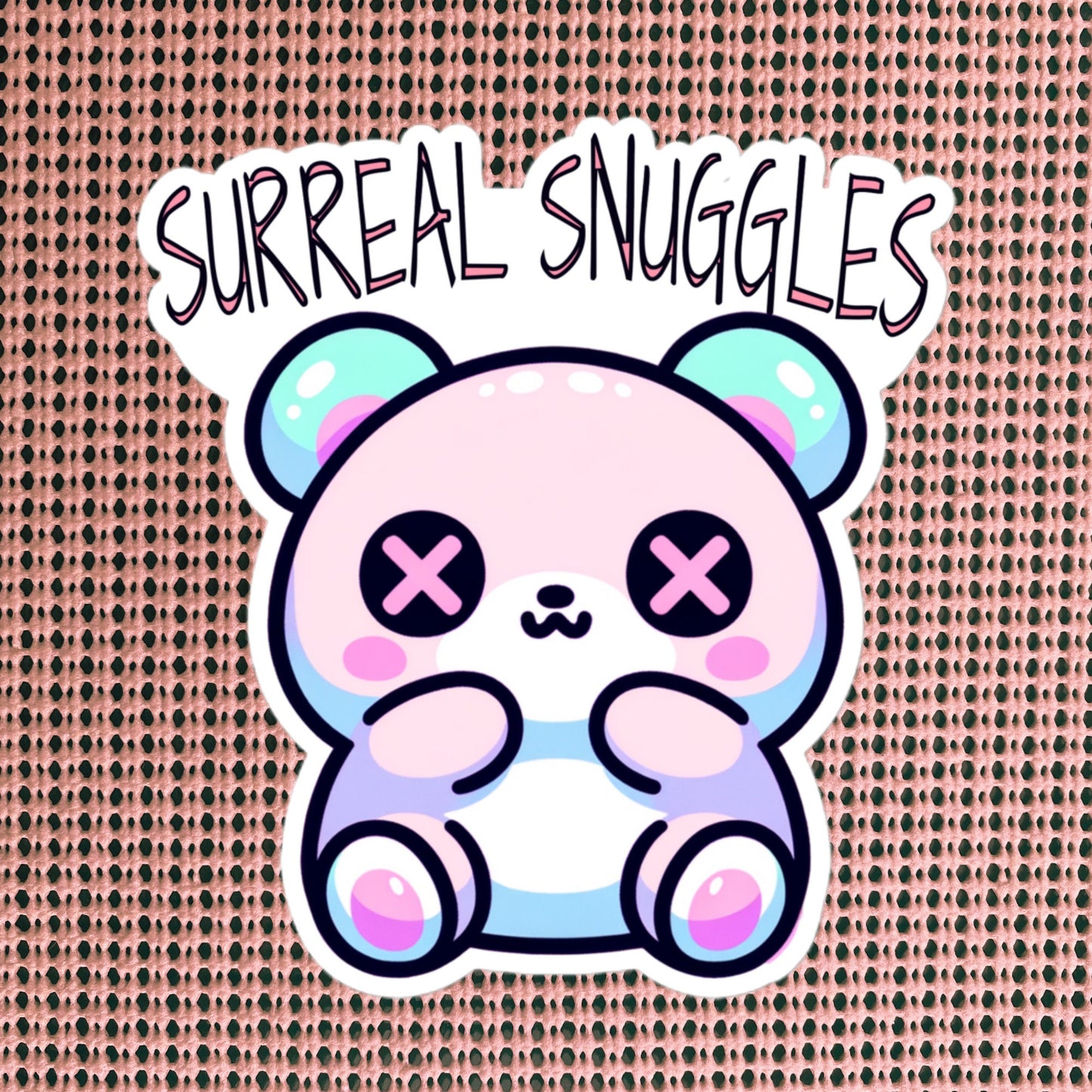 Weirdcore Pastel Goth Grunge Cute Trippy Bear Sticker Surreal Snuggles Vinyl Waterproof Sticker Weird Stuff Oddcore Gift