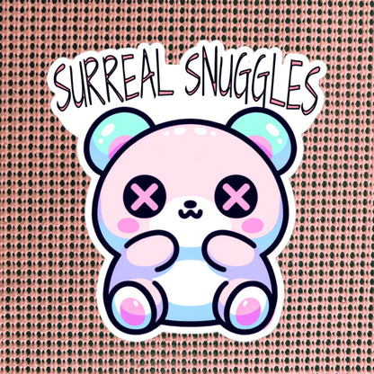 Weirdcore Pastel Goth Grunge Cute Trippy Bear Sticker Surreal Snuggles Vinyl Waterproof Sticker Weird Stuff Oddcore Gift