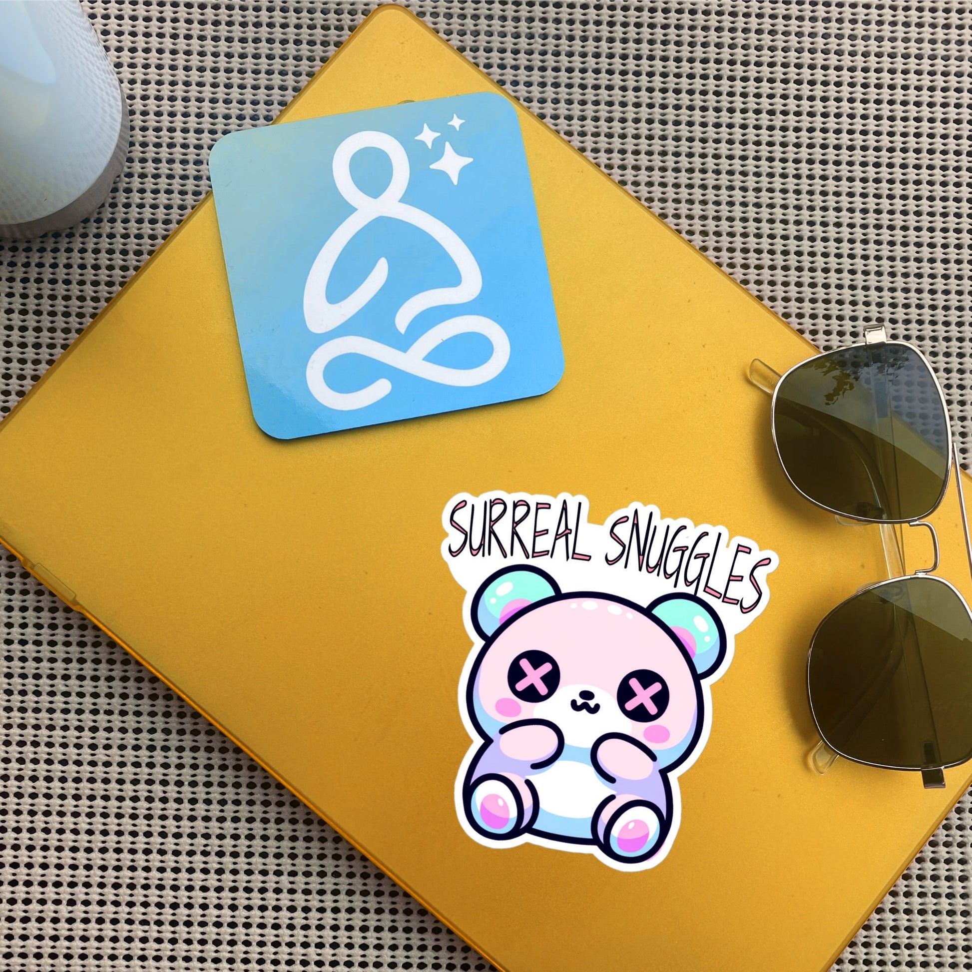 Weirdcore Pastel Goth Grunge Cute Trippy Bear Sticker Surreal Snuggles Vinyl Waterproof Sticker Weird Stuff Oddcore Gift
