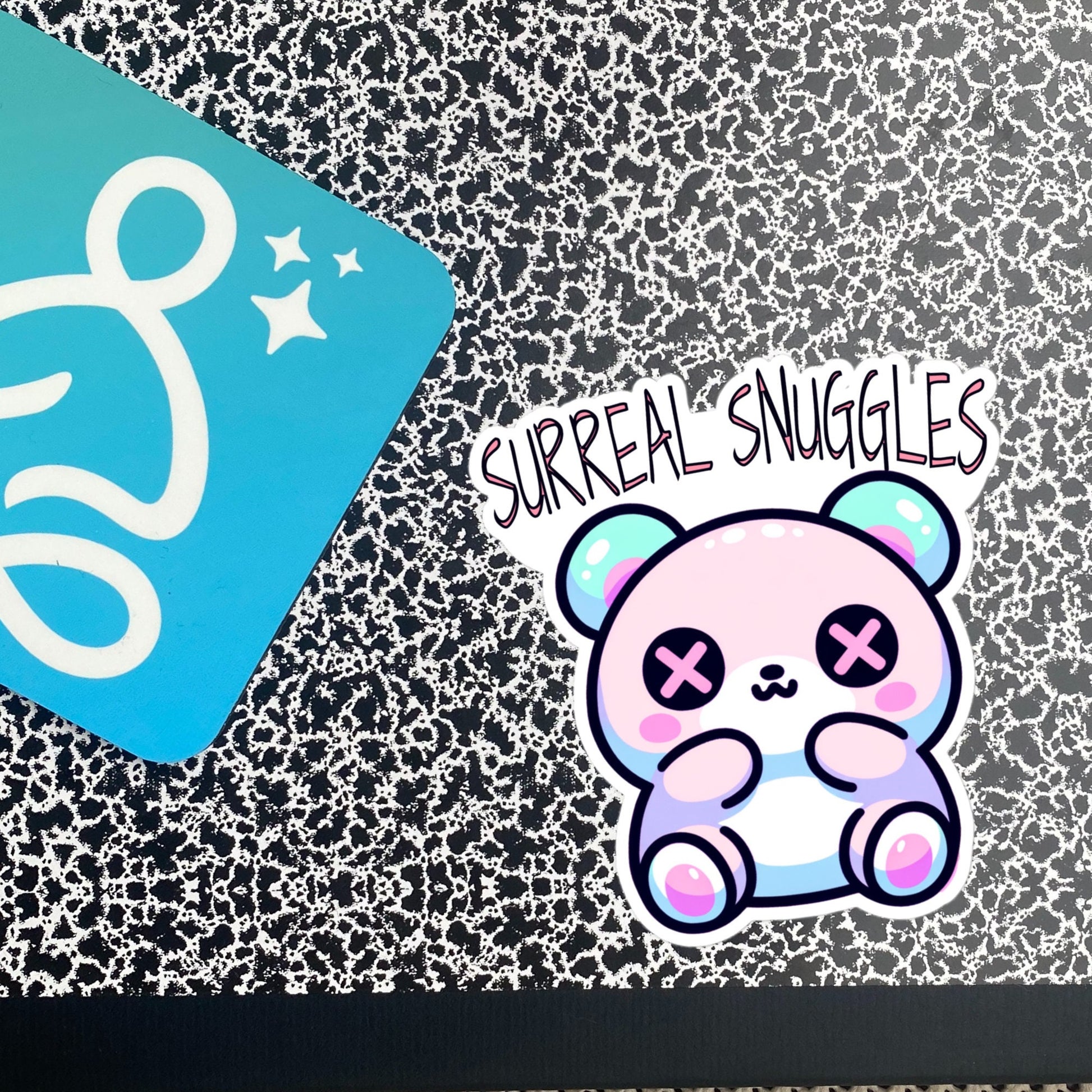 Weirdcore Pastel Goth Grunge Cute Trippy Bear Sticker Surreal Snuggles Vinyl Waterproof Sticker Weird Stuff Oddcore Gift