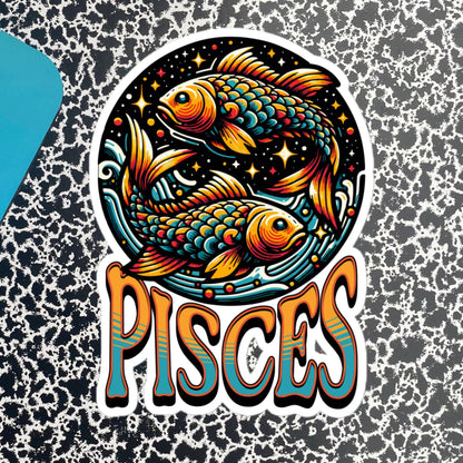 Pisces Flash Sticker, Zodiac Sign Sticker, Horoscope Custom Pisces Sticker, Multiple Sizes, Unique Gift