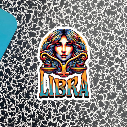 Libra Flash Sticker, Zodiac Sign Sticker, Horoscope Custom Libra Sticker, Multiple Sizes, Unique Gift