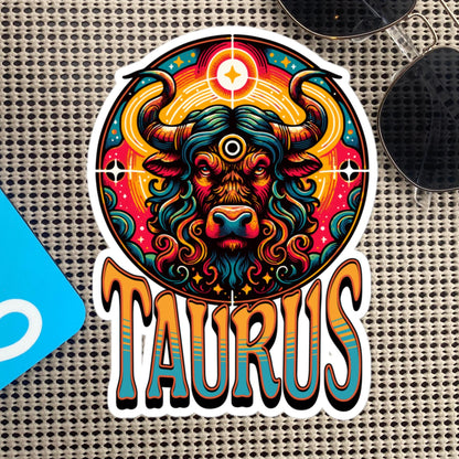 Taurus Flash Sticker, Zodiac Sign Sticker, Horoscope Custom Taurus Sticker, Multiple Sizes, Unique Gift