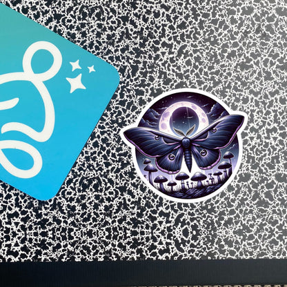 Pastel Goth WhimsiGoth Luna Moth Mushroom Sticker Original Art Dark Aesthetic Weird Stuff Unique Gift
